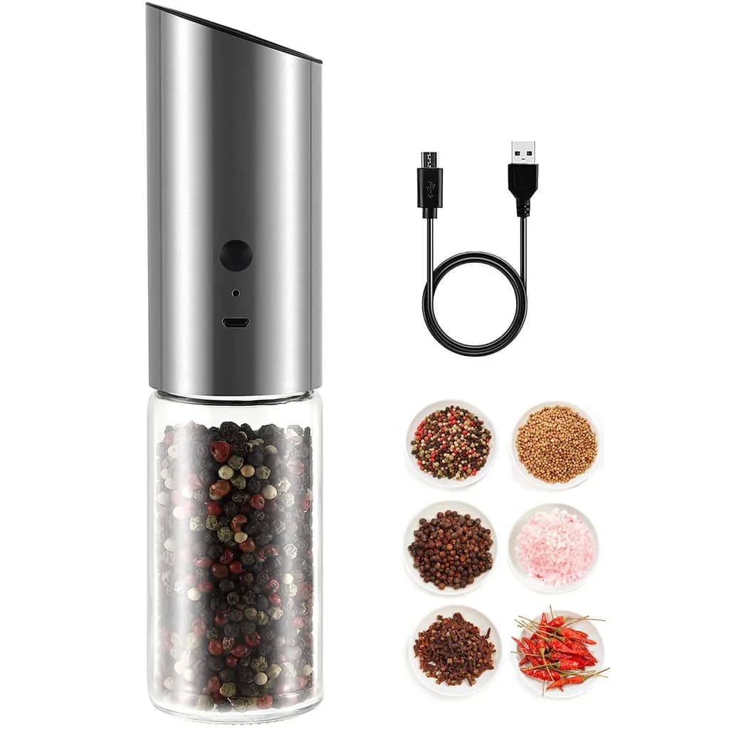 Ensemble de moulin à sel et à poivre électrique, Rechargeable par USB, Shakers automatiques en acier