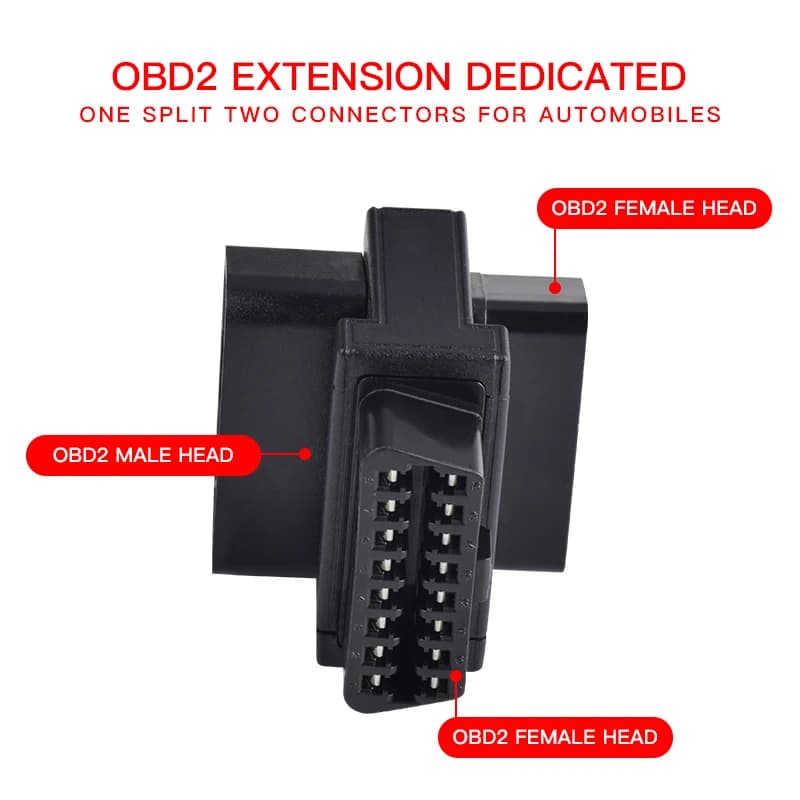 Dispositif de fil de voiture obd, adaptateur mâle et femelle, 1 minute, 2 rallonges, 1 minute, 3 min