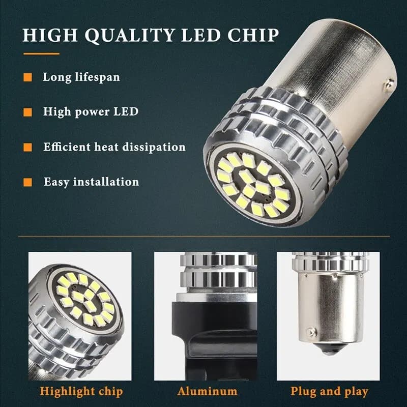 2PCS 1156 BA15S BAU15S P21W PY21W Signal Lumière 1157 BAY15D LED Ampoule 2016SMD Frein Inverse Lampe