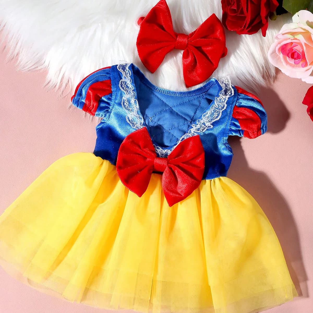 Robe de princesse en Tulle avec nœud papillon pour nouveau-né, avec bandeau à nœud, tenues de séance