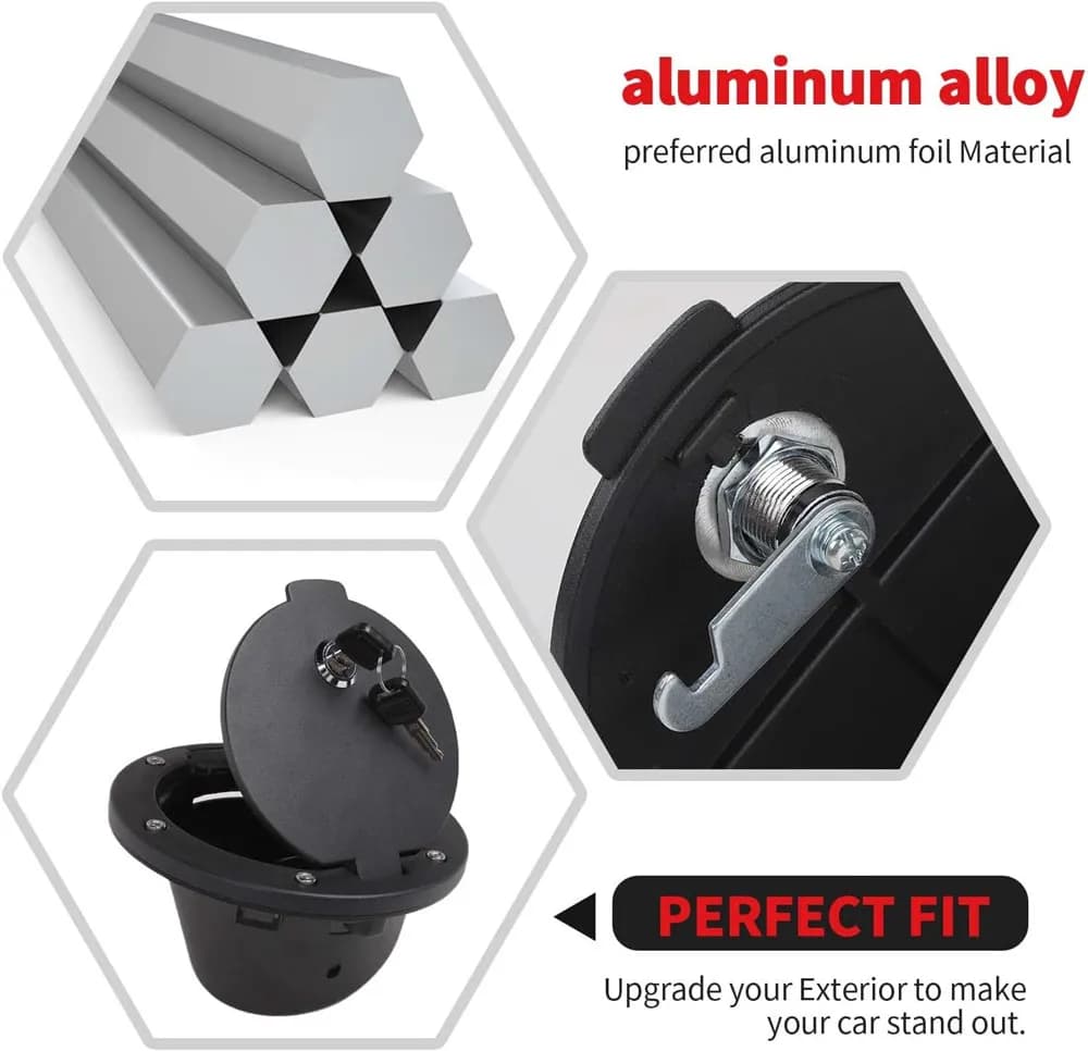 Couvercle de bouchon de gaz précieux pour Jeep Wrangler JK JKU, aluminium noir, verrouillage de port