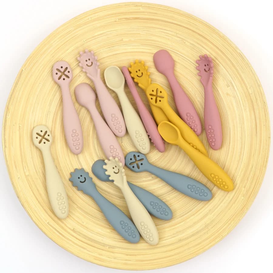Cuillère fourchette en Silicone pour bébé, ensemble d'ustensiles d'alimentation, nourriture pour tou