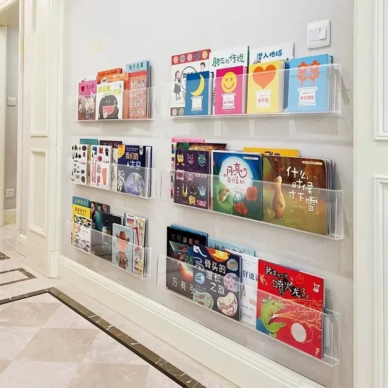 Présentoir de livres d'images en acrylique, mur pour enfants, porte-documents d'albums, lecture, ran