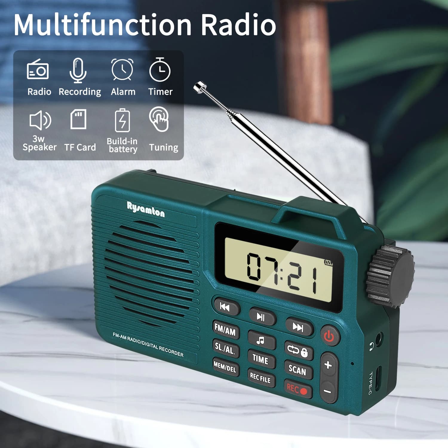 Radio AM/FM portable, petite radio de poche avec Bluetooth, haut-parleur de basse, prise en charge d