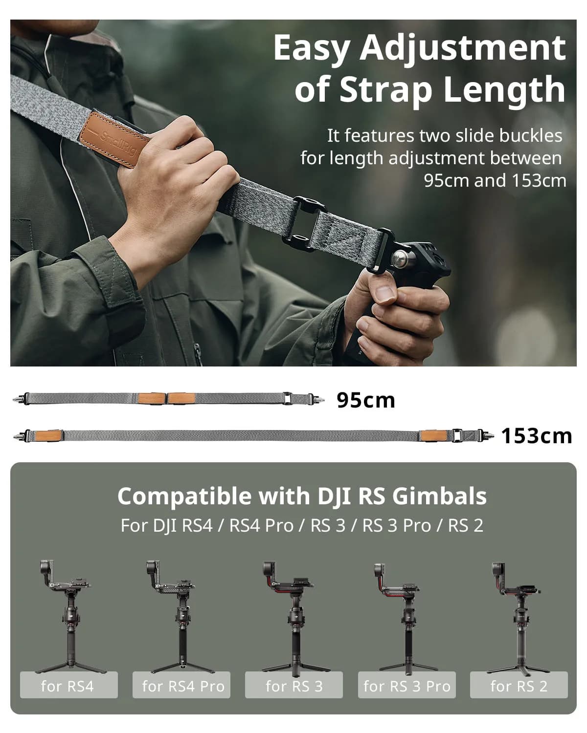 SmallRig – sangle d'épaule réductrice de poids RS3 RS2, Compatible avec une poignée pour ceinture à 
