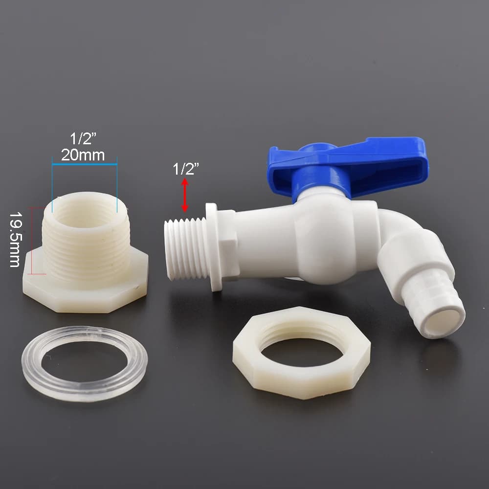 1pc 1/2 3/4 "en plastique filetage mâle robinet d'eau réservoir de poisson robinet adaptateur assemb