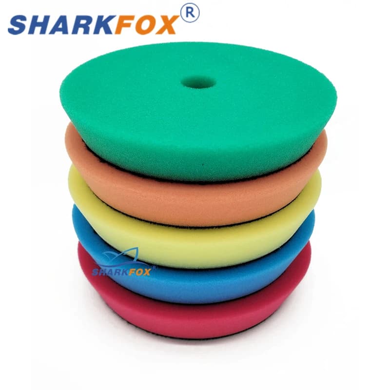 Tampon de polissage Sharkfox 5/6 pouces, éponge allemande, différentes duretés, polissage 125 mm/150