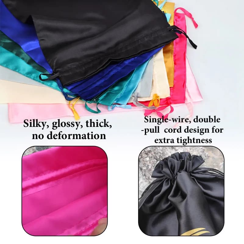 Sacs à perruque 5 pièces sacs d'extensions de cheveux avec cordon sac de perruque en Satin doux et s