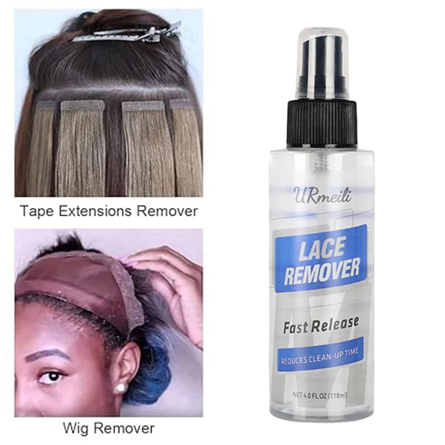 Spray dissolvant pour extensions de cheveux et ruban adhésif – Formule à action rapide, douce et non