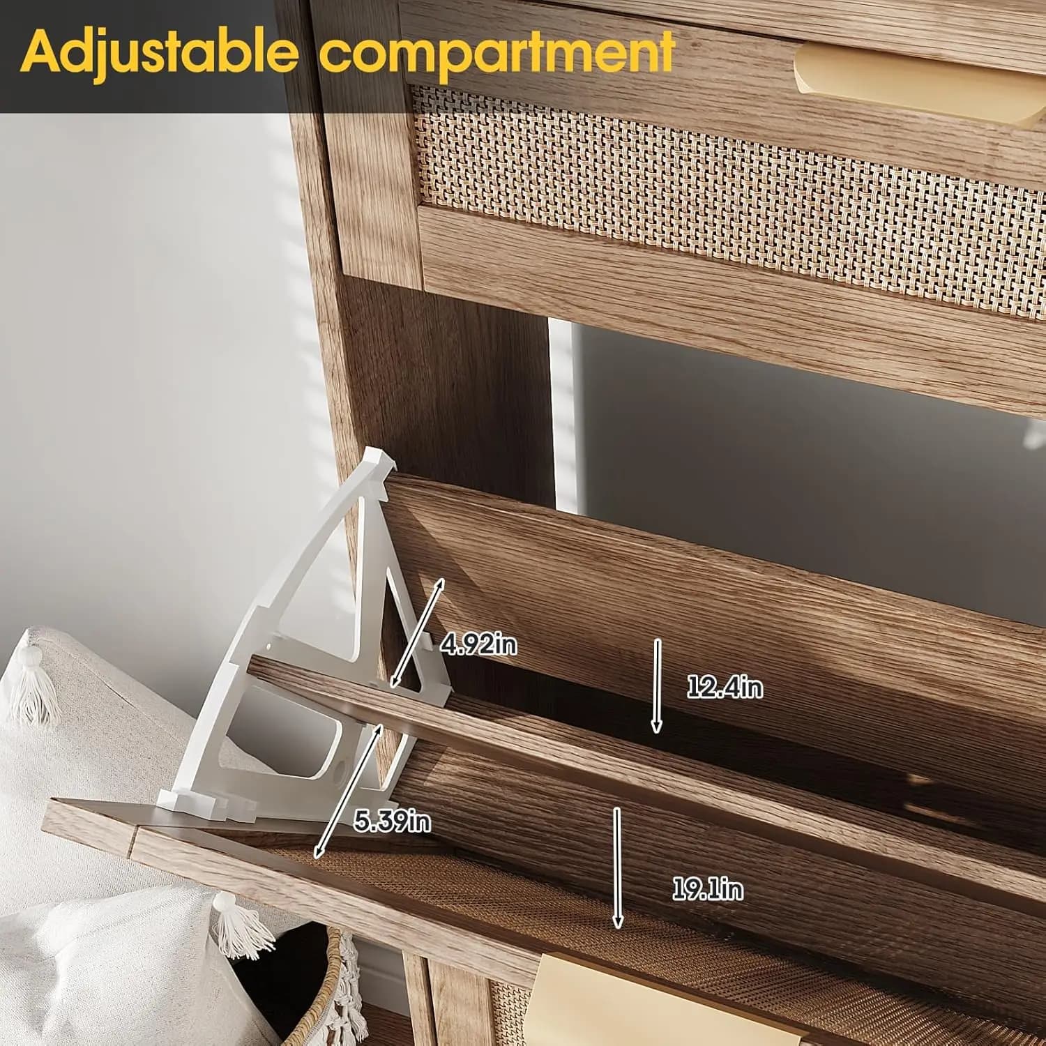 Meuble à chaussures avec 4 tiroirs basculants et 2 tiroirs, meuble de rangement à chaussures de styl