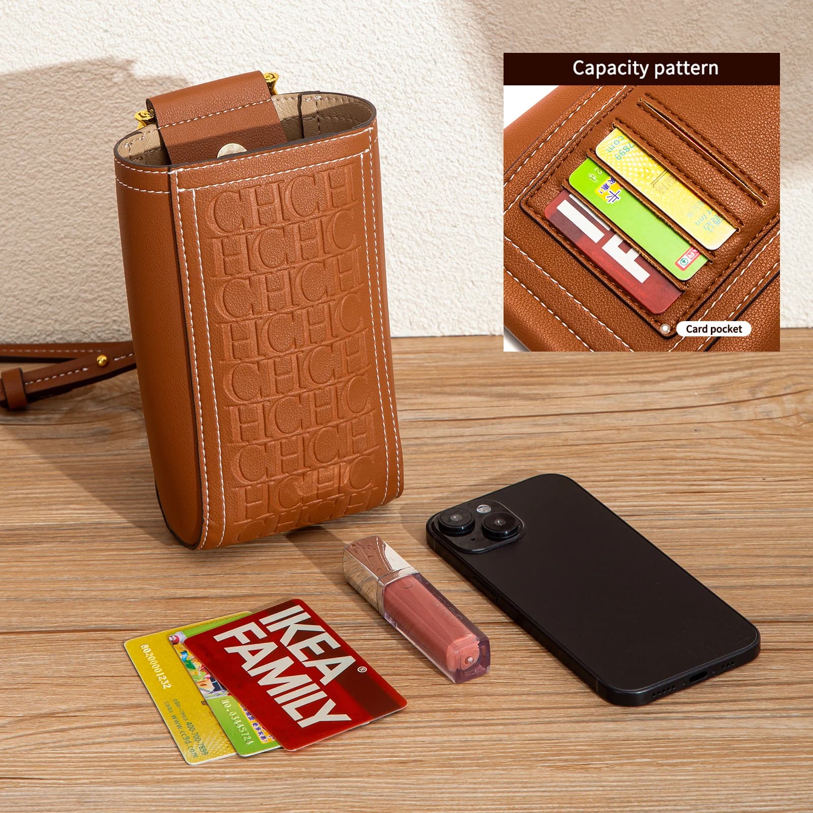 Sac à bandoulière pour téléphone portable, couleur unie, pour cartes de crédit, nouvelle collection 
