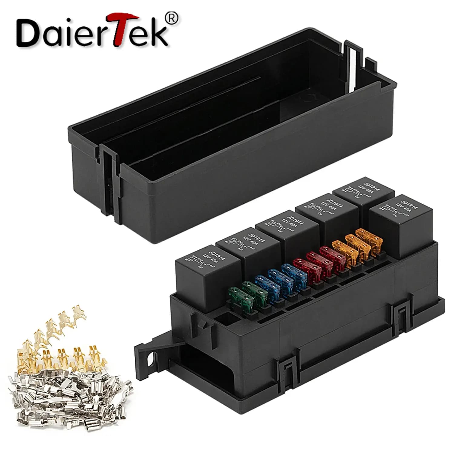 DaierTek 12V Auto 11 voies fusible relais boîte bloc avec 5 broches relais et fusibles pour automobi
