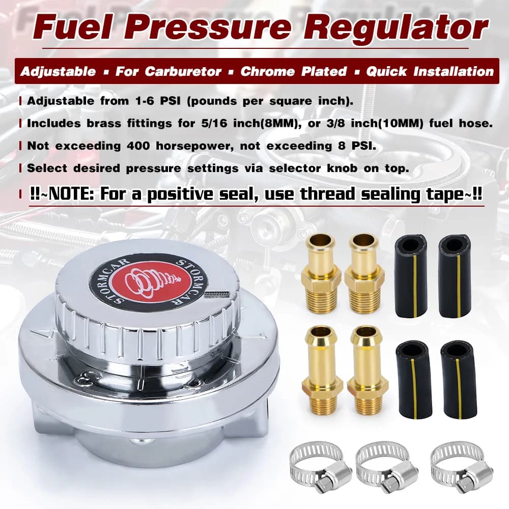 Universel 1.5 - 5 Psi manuel réglable carburateur Carb pompe à carburant 5/16 "(8mm) 3/8"(10mm) régu