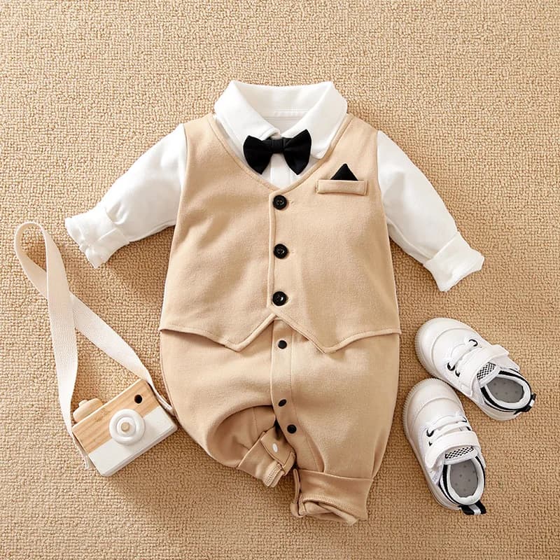 Printemps et automne Style garçons et filles beau Gentleman sortant robe formelle coton confortable 