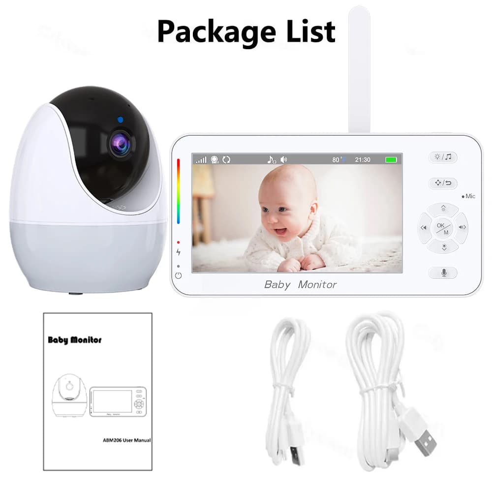 Moniteur Bébé WiFi 1080P avec Écran 4,3'' et Contrôle Double via Application, Vision Nocturne, Berce