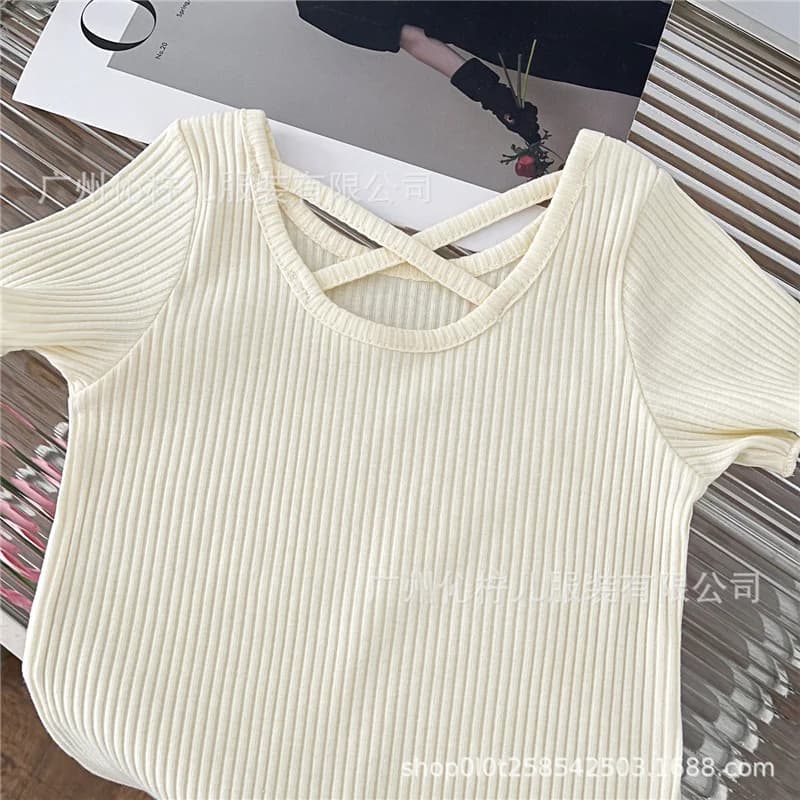 Filles T-Shirt été enfants à manches courtes mince doux hauts Simple couleur unie décontracté enfant
