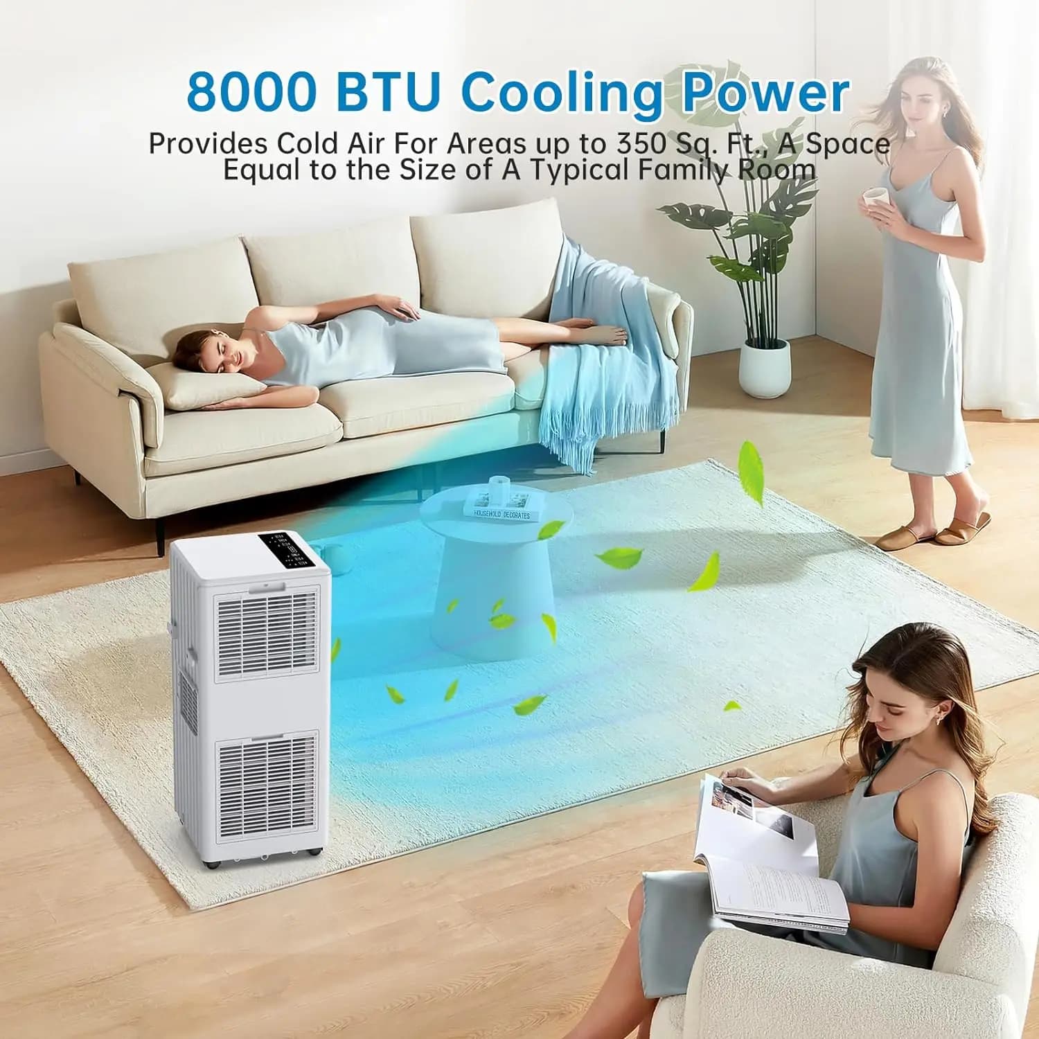 Climatiseurs portables 8000 BTU avec déshumidificateur, ventilateur, télécommande, minuterie 24 heur