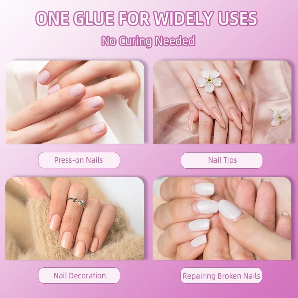 1 ensemble de colle adhésive pour ongles à séchage rapide, 8ml, faux-points en acrylique, strass, li