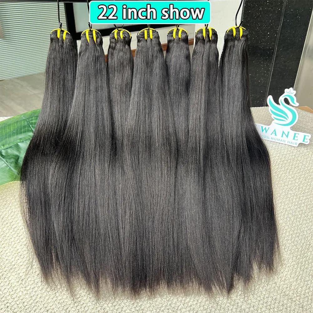 Extensions de cheveux humains vierges bruts 100% naturels, lisses, effet Yaki, vente en gros # Lot d