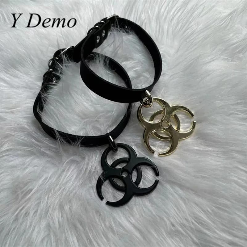 Y Demo Punk pendentif déchets médicaux en cuir Pu réglable tour de cou Rock collier décontracté