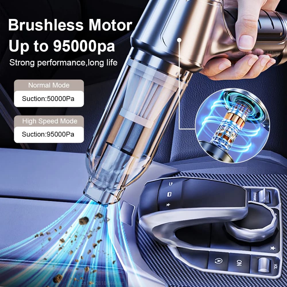 Aspirateur de voiture sans fil Portable 95000PA haute puissance 2 en 1 Mini aspirateur à main souffl