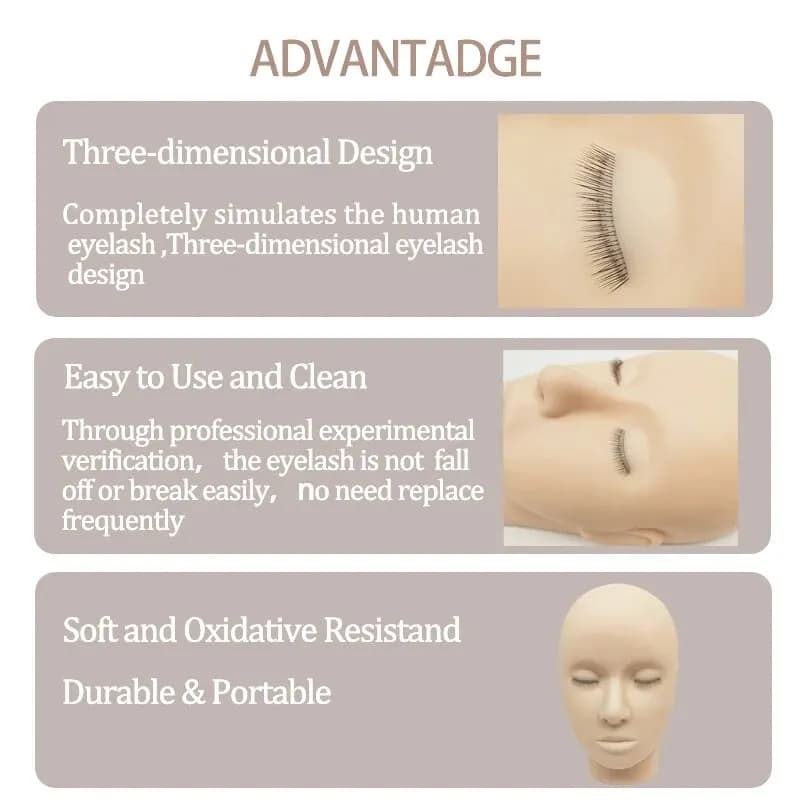 Tête de Mannequin 4D pour la Pratique de l'Extension des Cils, Outils de Formation au Greffage avec 