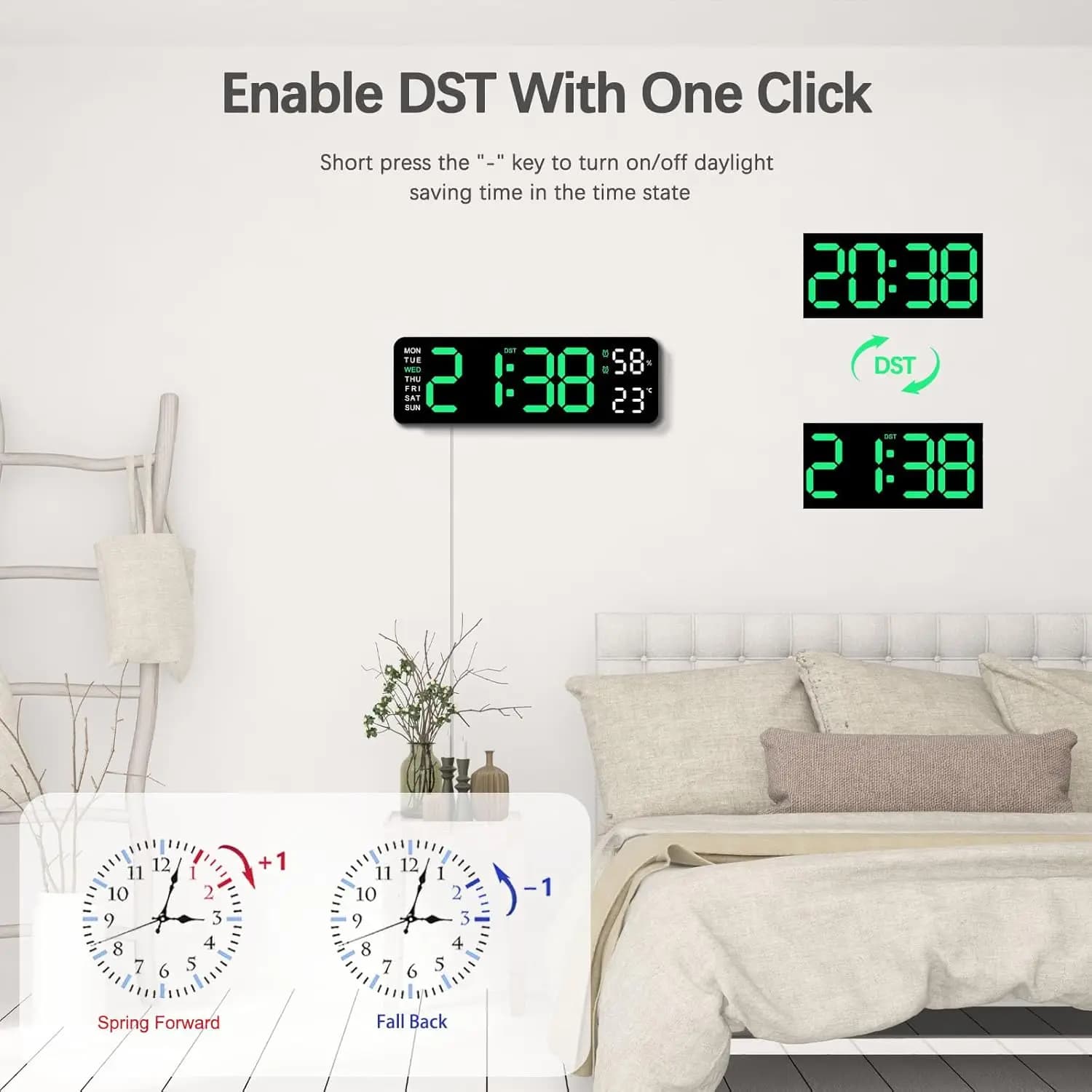 Horloge murale électronique intelligente USB silencieuse à LED, horloge de bureau moderne, alarme no