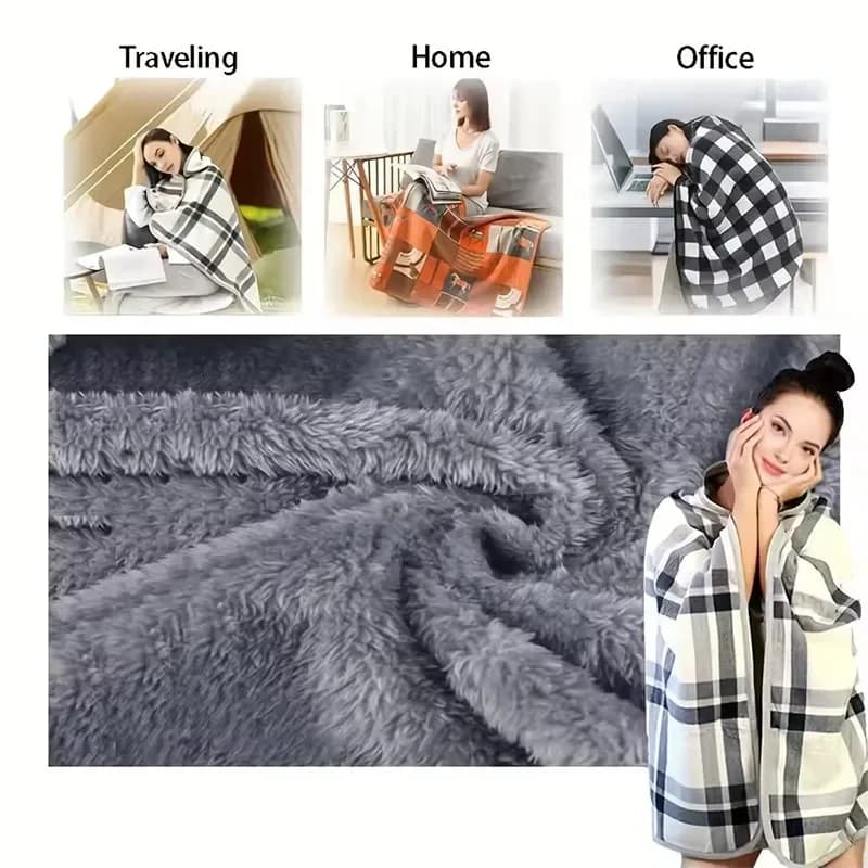 Couverture châle en flanelle, 1 pièce, portable, paresseux, décontracté, chaud, pour le bureau, pour