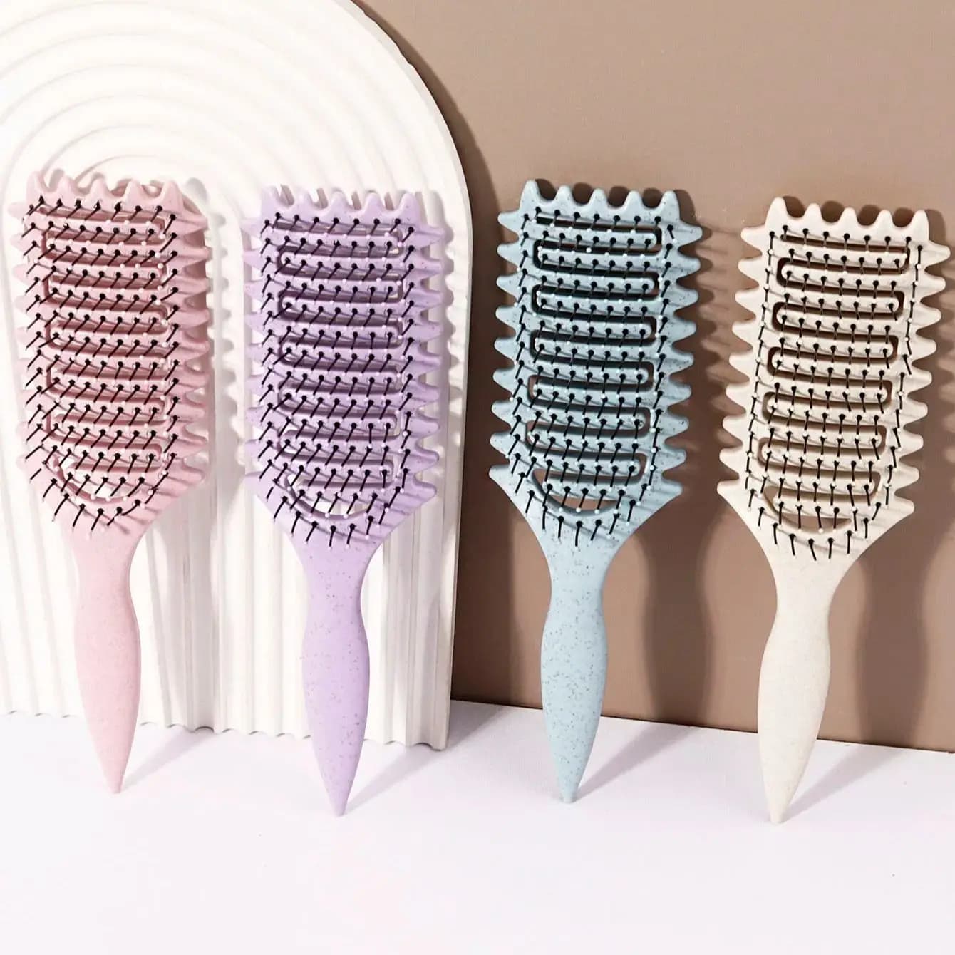Brosse à friser - Peigne de massage creux, crinière en nylon, manche en plastique ABS, poignée confo