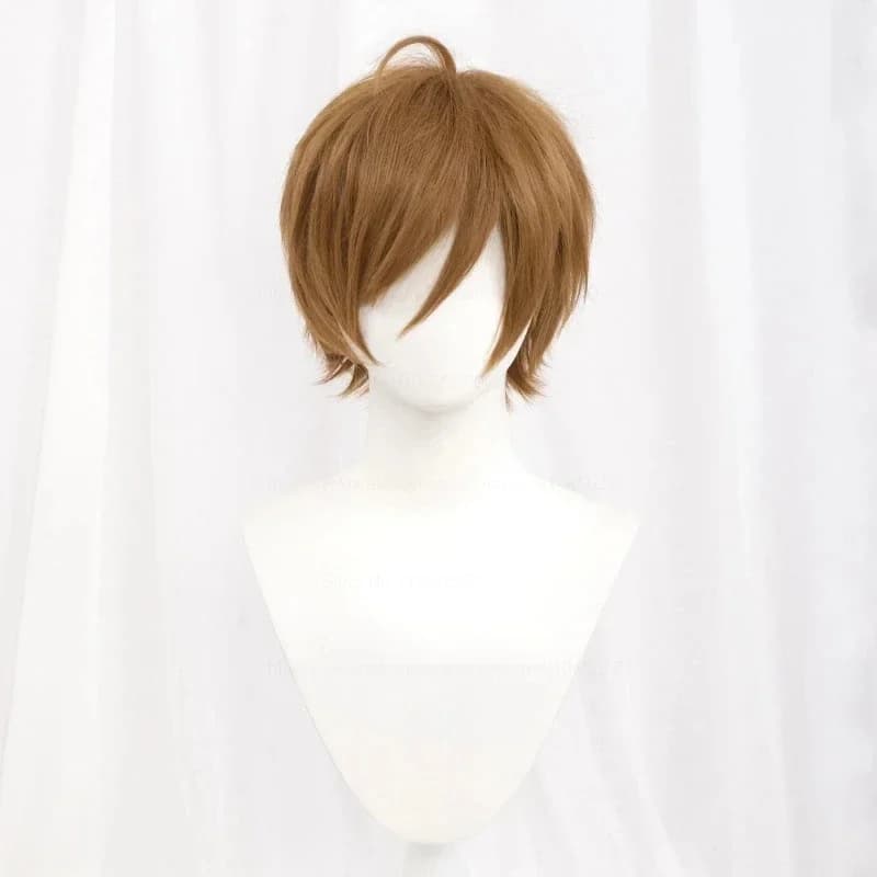 Perruque de Cosplay synthétique courte et lisse, blanc, vert, violet, marron, noir, bleu, gris, Oran