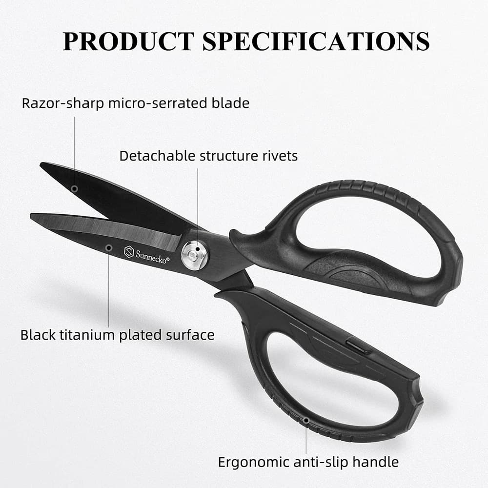 Sunnecko – ciseaux de cuisine professionnels robustes, outil de coupe polyvalent, ciseaux plaqués ti