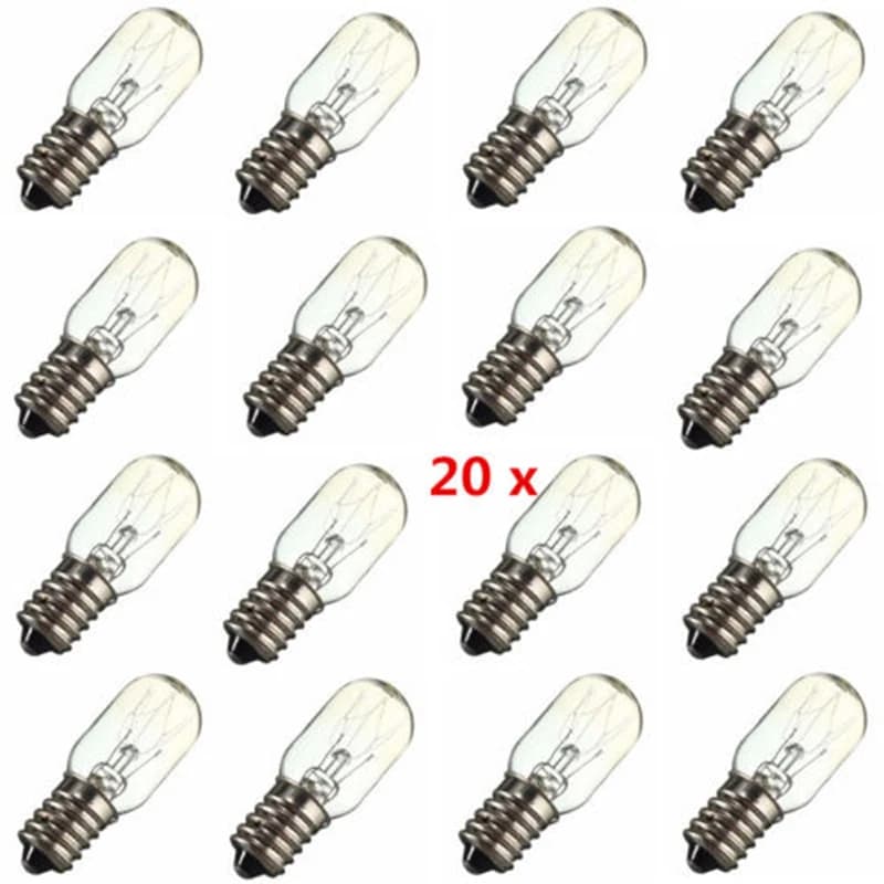 20 pièces E14 lampe à sel Globe ampoule 15W réfrigérateur ampoule de remplacement four ampoules en v