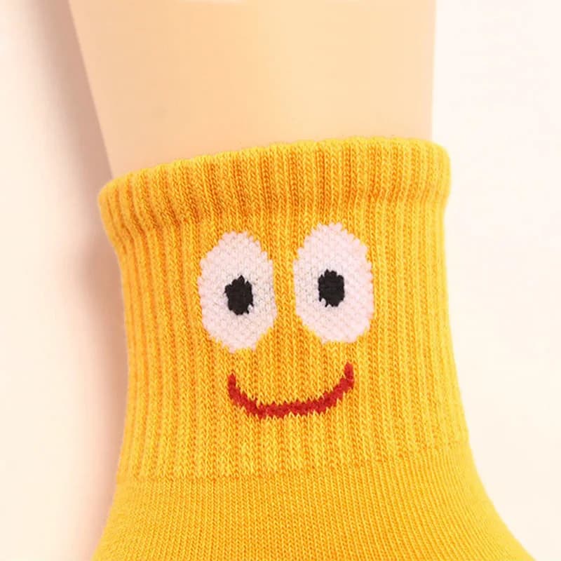 5 paires de chaussettes pour enfants, mignonnes et amusantes, motif d'émoticônes, confortables et re