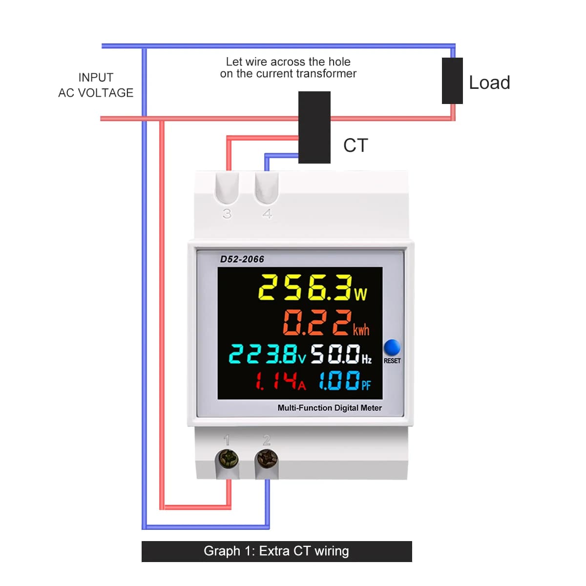 Compteur d'énergie électrique sur rail DIN, facteur de puissance de courant actif, compteur mort, mé