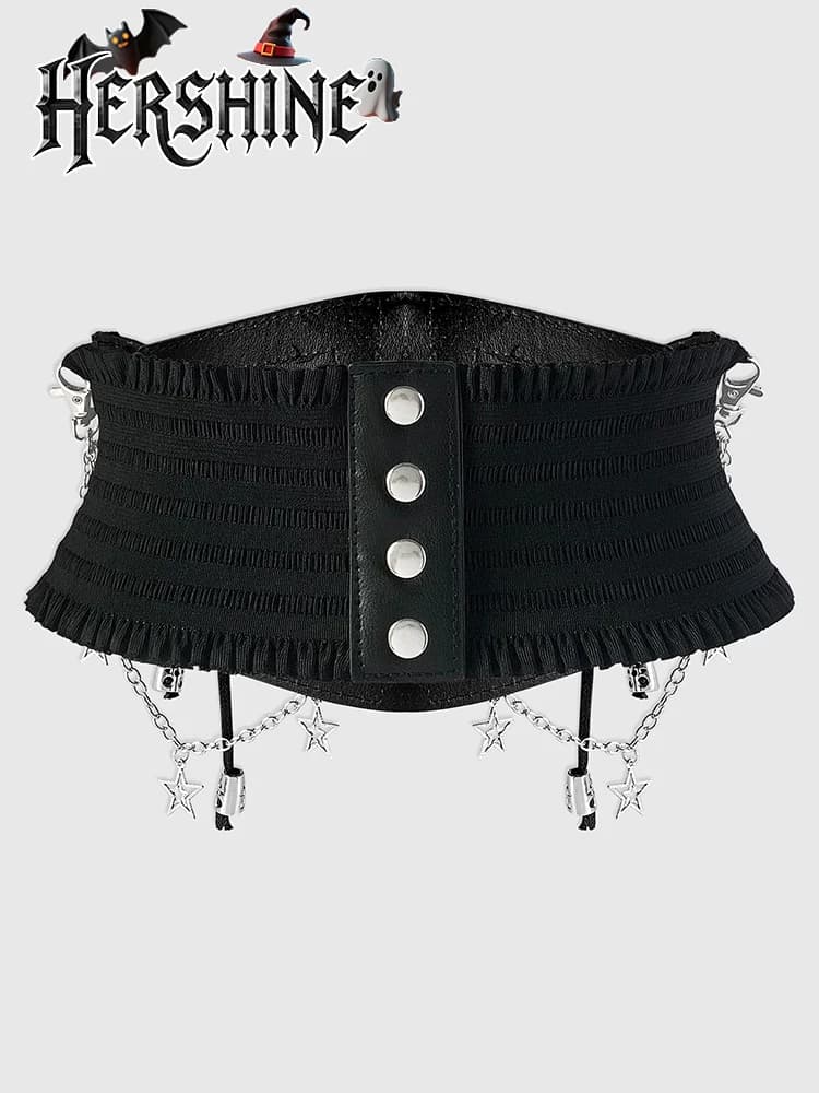 HERSHINE 1 pièce femmes mode chaîne croix élastique large ceinture, Y2K gothique Punk Harajuku Rock 