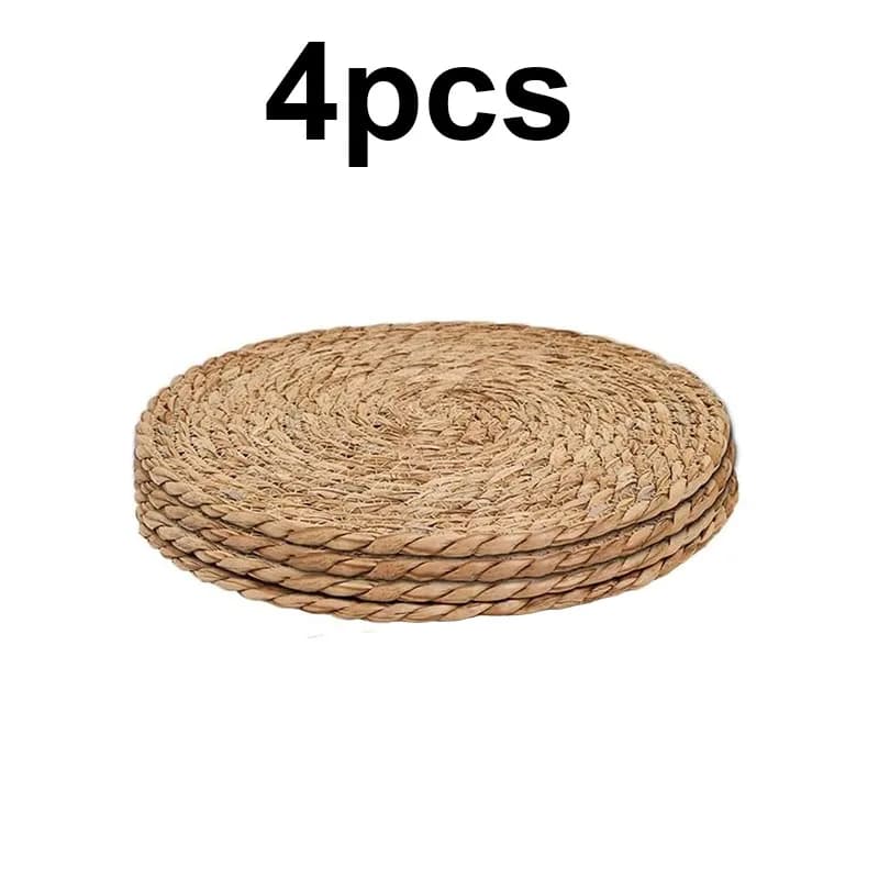 Ensemble de napperons ronds tissés, style Boho, en rotin, naturel, 12 pouces, pour ferme, paille tre