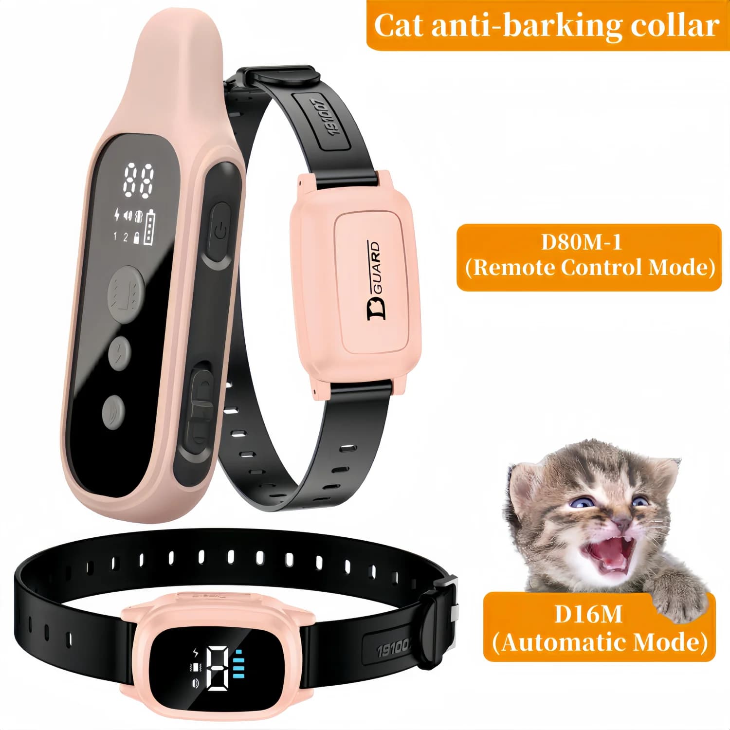 YHLC Collier anti-miau pour chat 800 m, collier vibrant automatique sans choc pour chats, collier co