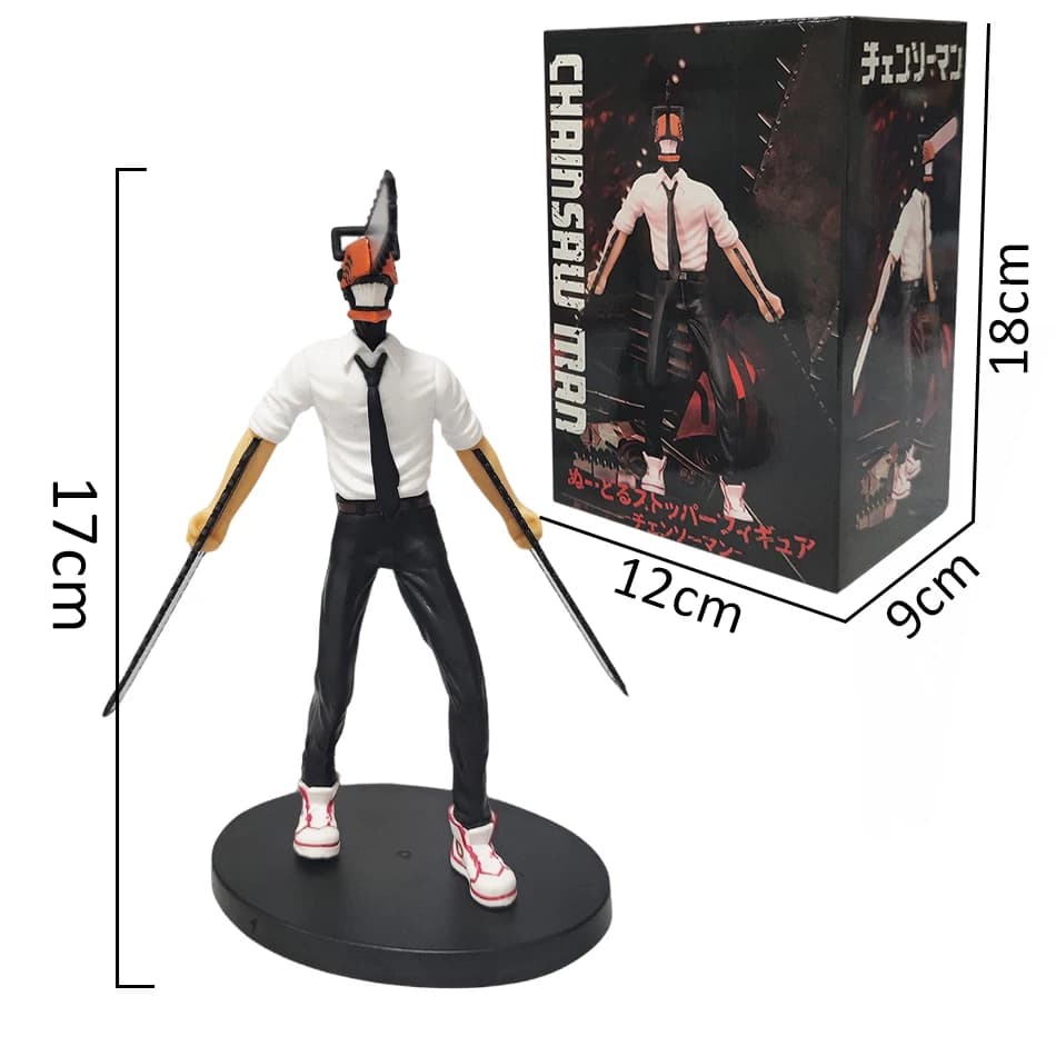 Anime tronçonneuse homme Figure 2 pièces ensemble Denji Action Figural 14-17 cm voiture décoration p