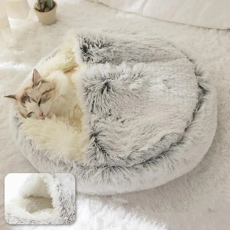 Lit rond en peluche pour chat, matelas pour animaux de compagnie, panier chaud, doux et confortable,