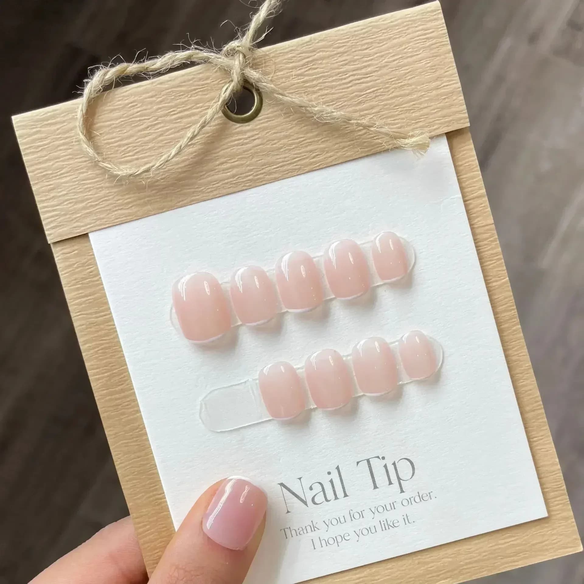 Faux ongles courts faits à la main, couleur Pure, avec colle à pression, couverture complète, tête r