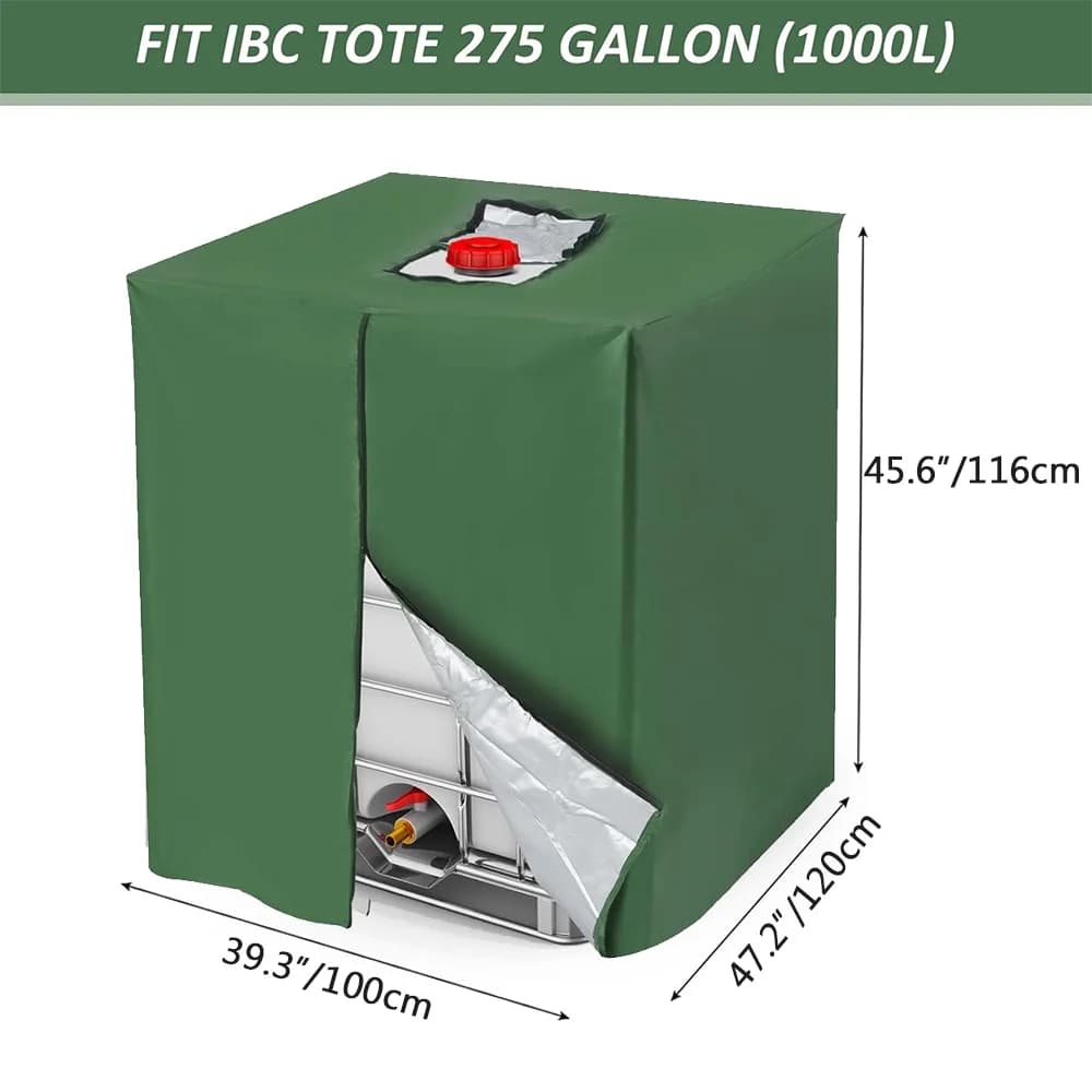1pc 210D fermeture éclair extérieure IBC fourre-tout 275 gallons 1000L réservoir d'eau extérieur 100