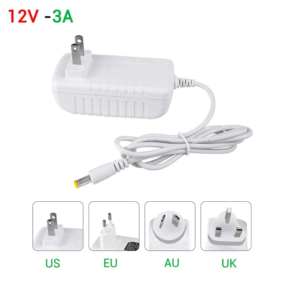 Adaptateur d'alimentation DC12V, transformateur d'éclairage, entrée AC 100-240V à sortie DC 12V 1A 2