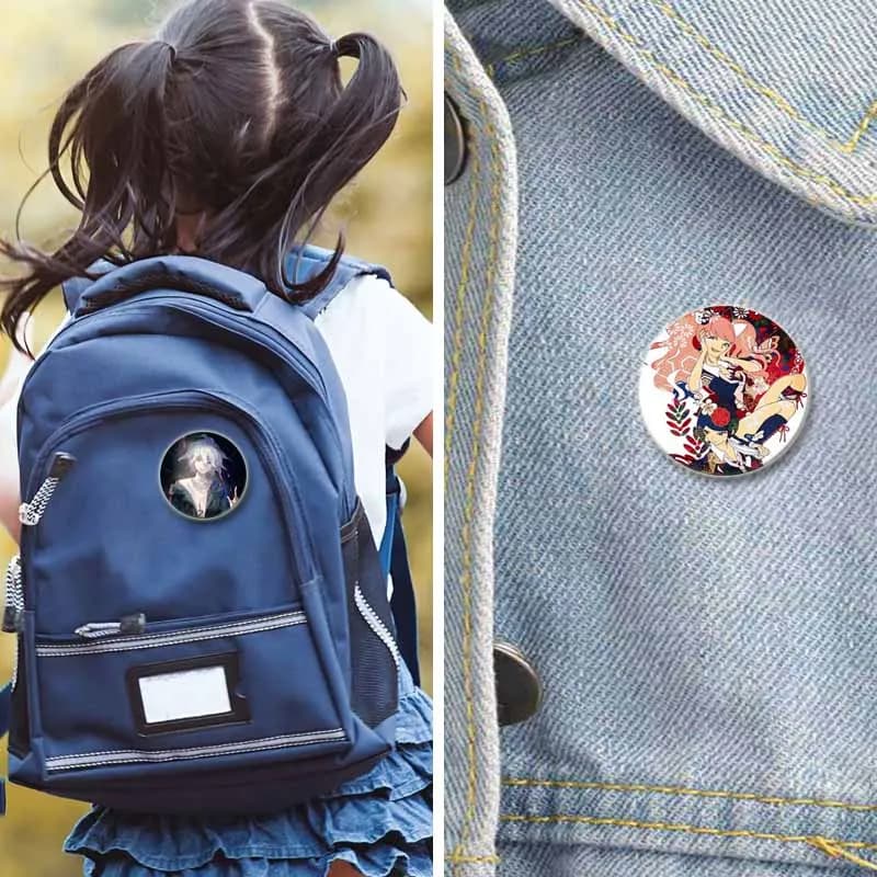 Broche en émail Danganronpa de 58mm, broche faite à la main pour vêtements, Badge de Cosplay de dess