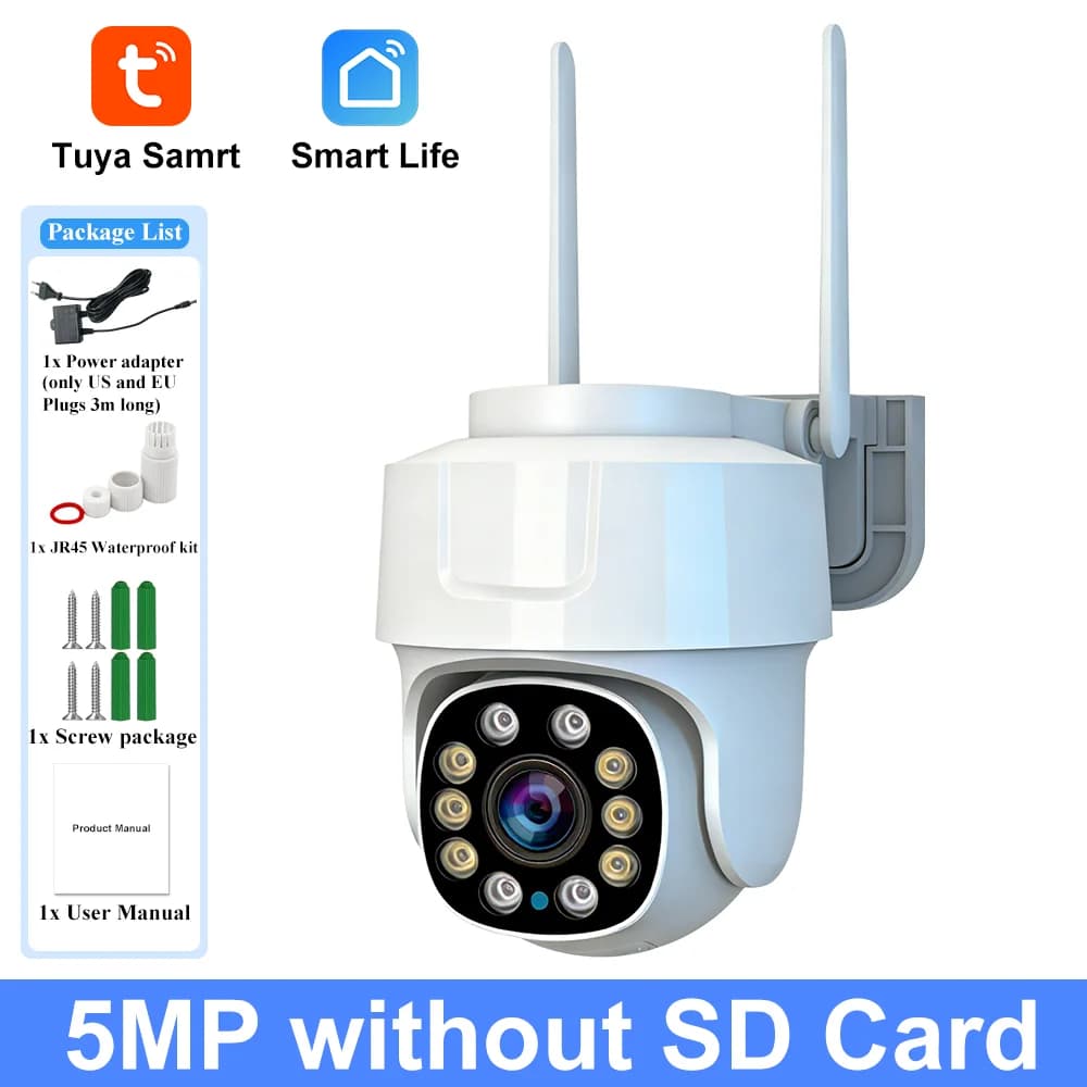 Caméra IP intelligente Tuya 5MP, caméra de sécurité extérieure étanche, suivi automatique, détection