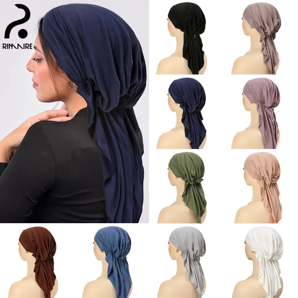 Bandeau de styliste pour femmes, solide, musulman, extensible, intérieur, Hijab, mode, Turban en Pol