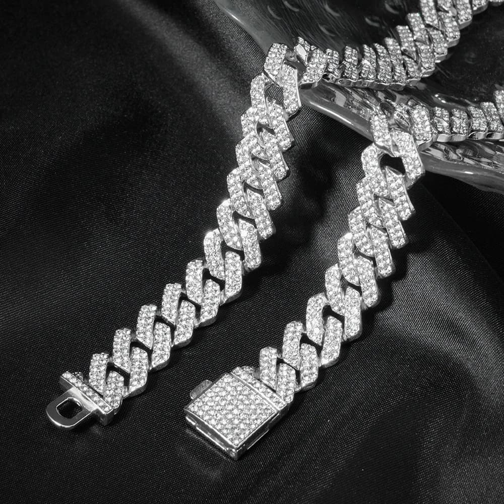 Montre à chaîne cubaine pour hommes, 3 pièces, Hip Hop Miami, bordure glacée, pavé de strass, rappeu