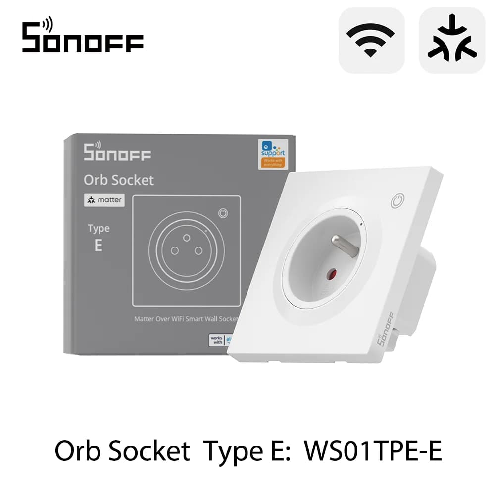 SONOFF WS01TPE-E Prise Murale Intelligente Wi-Fi EU Type E avec Suivi de Consommation Énergétique et