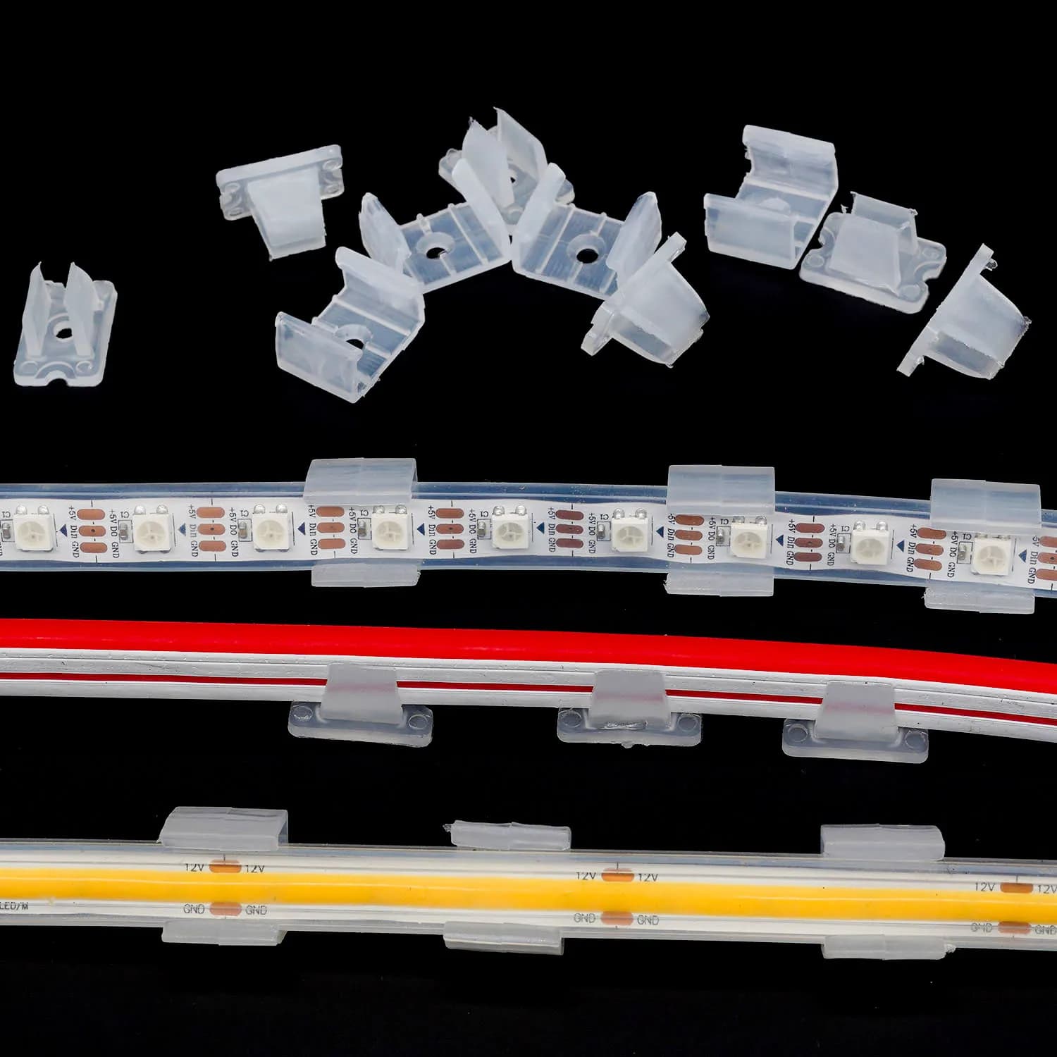 Clip de bande néon 6x12mm / 8x16mm 12mm 15mm, fixation de connecteur LED, Clips de montage en plasti