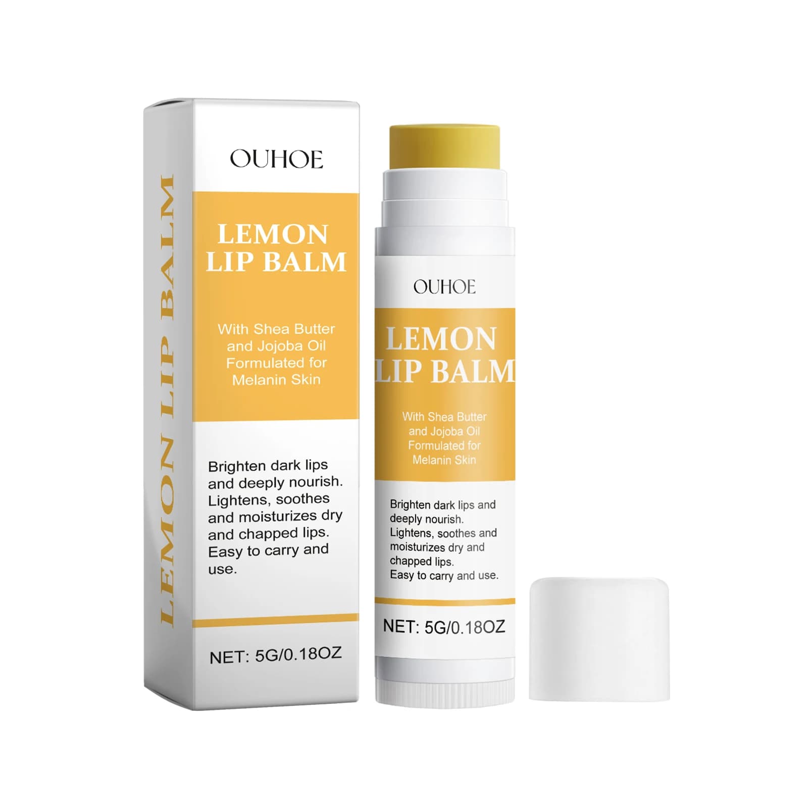 Baume à lèvres citron gingembre curcuma mélanine foncée enlever masque brillant huile exfoliant prop