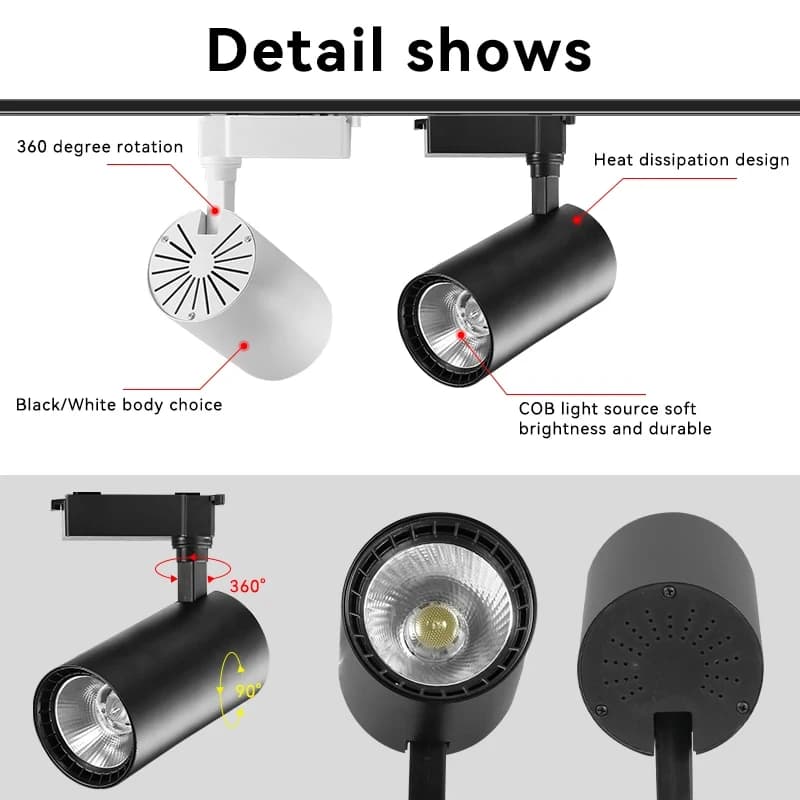 Ensemble d'éclairage sur rail à LED, budgétaire, lampe sur rail, éclairage de magasin, projecteurs p
